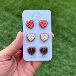 Heart Concha Studs: Handmade Pan Dulce Earrings