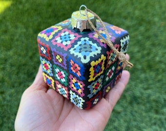 Handmade Granny Square Christmas Ornament: Unique Crochet Design