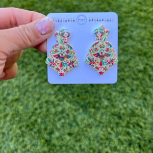 Otomi Grandmas Shawl Earrings, Statement Earrings, Polymer Clay Earrings, Handmade Earrings, Clay Earrings, Earrings, Cinco De Mayo