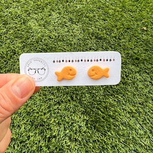 Goldfish Earring Studs, Teacher Earrings, Snack Earrings, Fun Earrings, Food Earrings, Miniatures, One of a Kind, Teacher Appreciation Gift