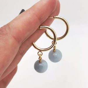 Gemstone Hoop Earrings, Healing Crystal Earrings, Gemstone Earrings, gold hoop earrings, Dangle Hoop Earrings, Aquamarine hoop earrings