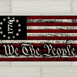 We The People American Flag License Plate – Patriotic Car Tag – 1776 Constitution Design – Conservative Gift Idea