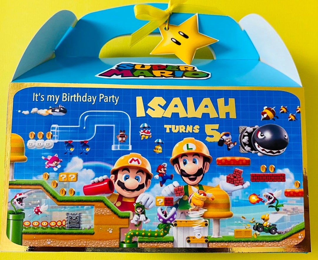 Súper Mario Party Favor Box / Custom Party Box / Súper Mario Gable Box ...
