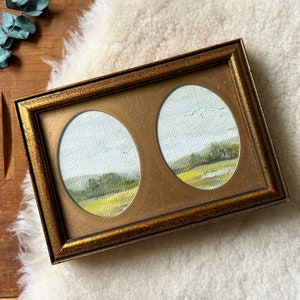 Art Original Oil Landscape small framed painting / signed original artwork / Gold framed oil painting artwork / original decor painting
