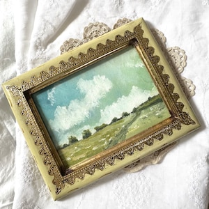 Art Original Oil Landscape small FRAMED painting / signed original artwork / framed oil painting artwork / original decor painting