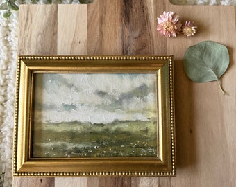 Art Original Oil Landscape small framed painting / signed original artwork / framed oil painting artwork / original decor painting