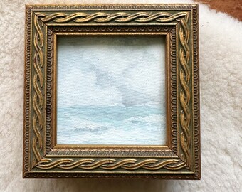 Art Original Oil Landscape Seascape small framed painting / signed original artwork / framed oil painting artwork / original decor painting