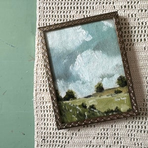 Art Original Oil Landscape small FRAMED painting / signed original artwork / framed oil painting artwork / original decor painting