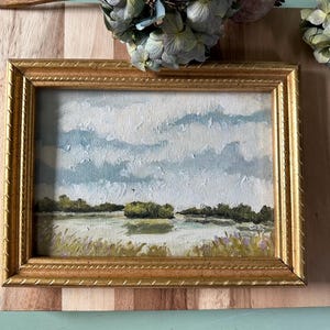 Framed Oil Landscape Painting: Signed Original Artwork, Golden Frame (8x6)