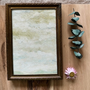 Art Original Oil Landscape Sky small framed painting / signed original artwork / Gold framed oil painting artwork / original decor painting