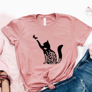 Floral Cat Shirt | Flower Cat Shirt | Animal Lover Shirt | Gift Tees | Cute Cat Shirt
