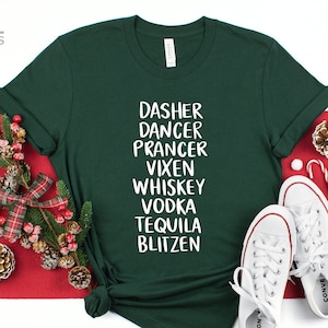 Subway-shirt rendier | Kerstshirts | Feestshirt | Wintershirt | Cadeau-T-shirts | Namen van rendieren van de kerstman | Namen rendieren slee