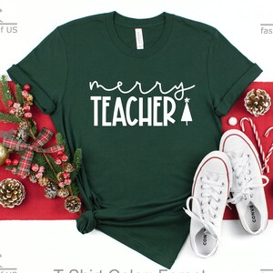 Merry Teacher Shirt | Teacher Shirt | Xmas Gift For Teacher |  Winter Teaching | Gift Tees | Teacher Shirt | Christmas Shirt