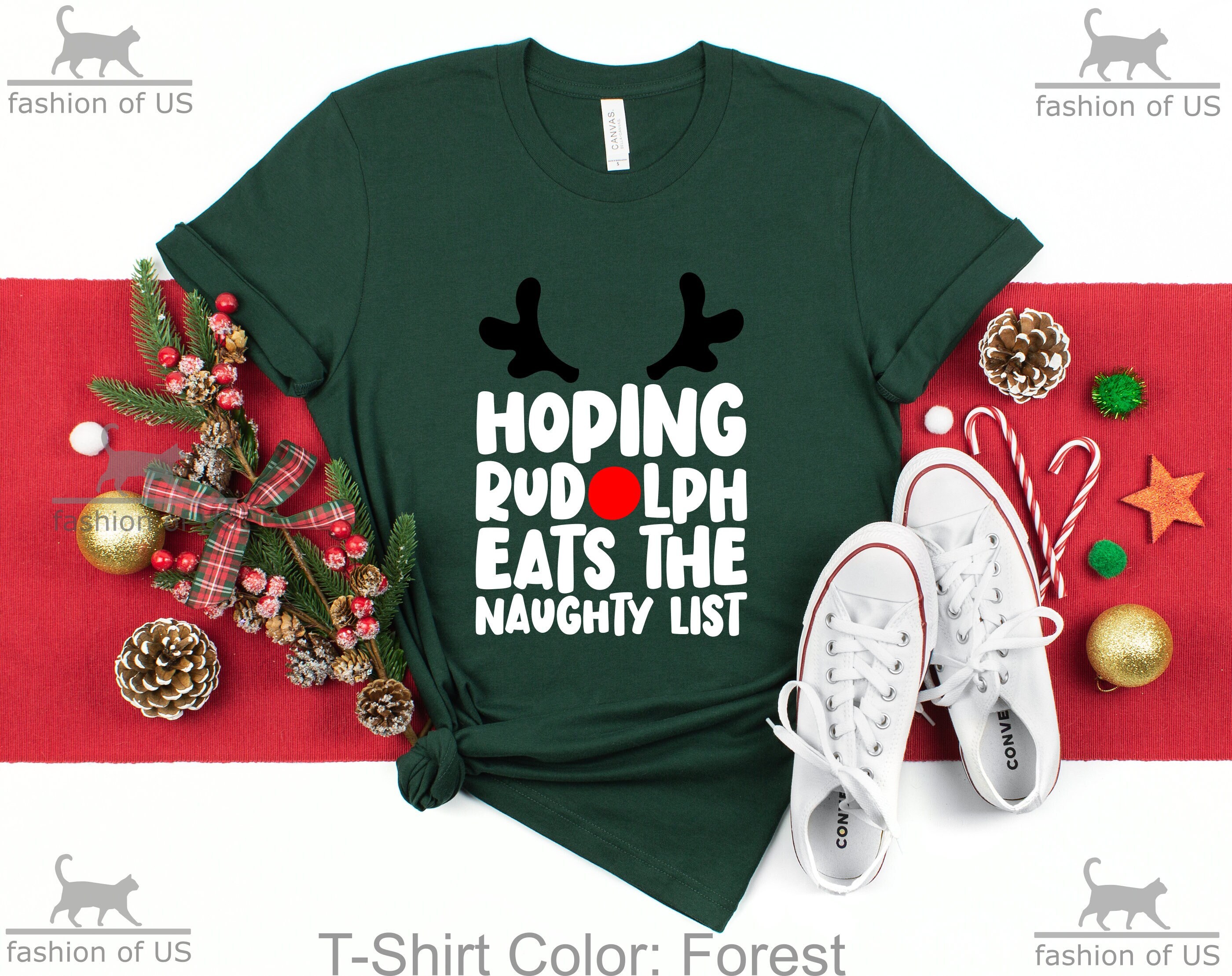 Discover Hoping Rudolph Eats The Naughty List Shirt