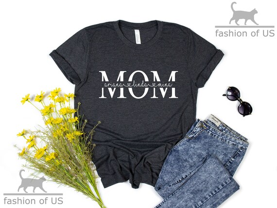 Custom Mom Shirt With Kids Names Shirt | Mother's Day Shirt | Funny Mom Shirt | Mom Life | Unisex Shirts  | Gift Tees | Personalized Mom Tee