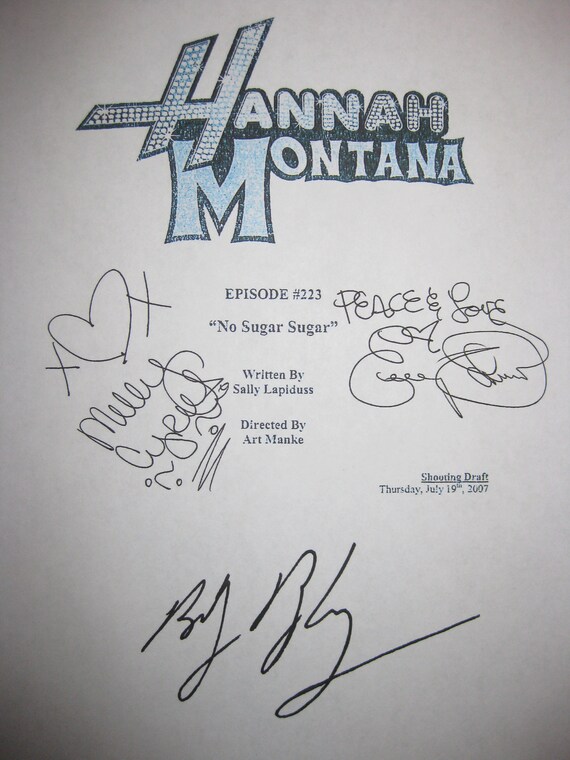 Hannah Montana Signed Tv Script Screenplay No Sugar Etsy Hannah Montana Signed Tv Script Screenplay No Sugar Etsy