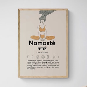 Namaste Definition Printable Yoga Art, INSTANT DOWNLOAD Sankrit meaning, Meditation yoga lover art, gift for friends, family, home decor