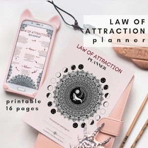 Planificador de la Ley de Atracción imprimible, Diario de Gratitud, Manifestación, DESCARGA INSTANTE, registro diario, carta al universo, edición chica jefa