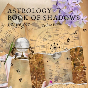 Zodiac Star signs printable, Astrology Book of Shadows Pages, INSTANT DOWNLOAD, Scrapbook, Grimoire Kit, Wicca, Pagan, Junk Journal