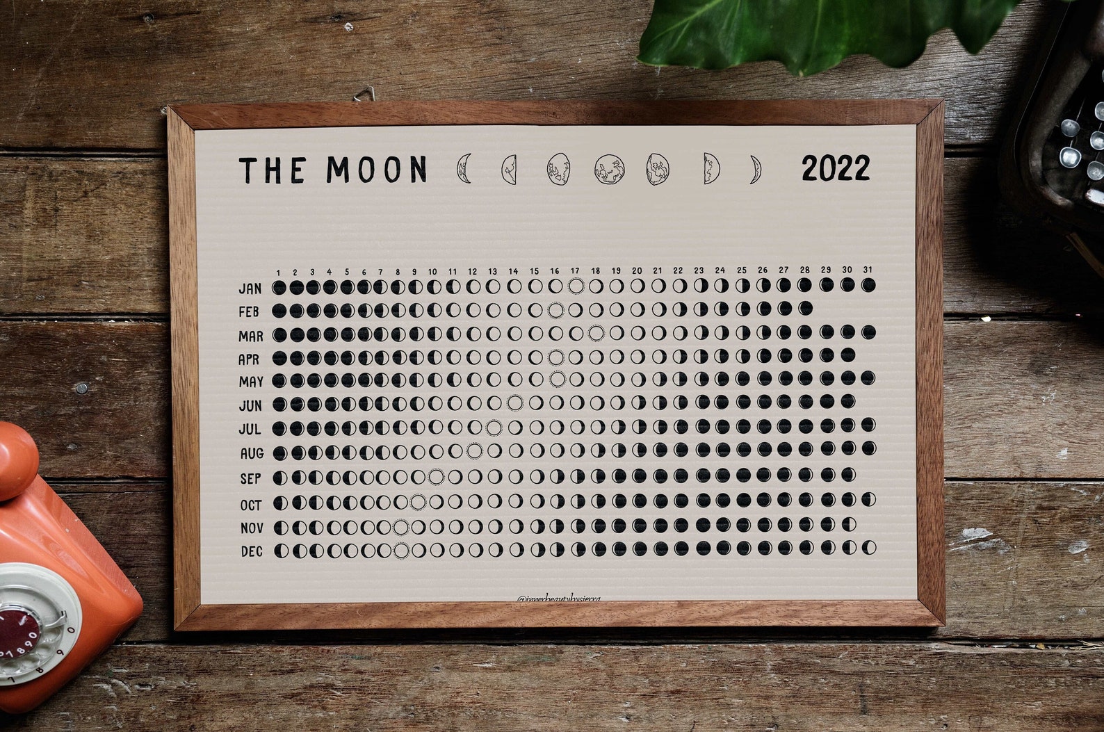 Moon Phases 2021 2022 Minimalist Printable Poster Lunar Etsy UK