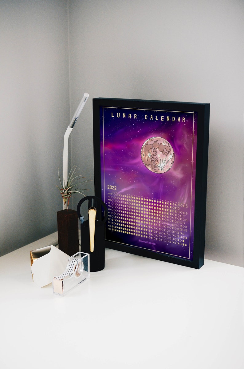 2022 Lunar Calendar Printable INSTANT DOWNLOAD Fullmoon La Etsy New 