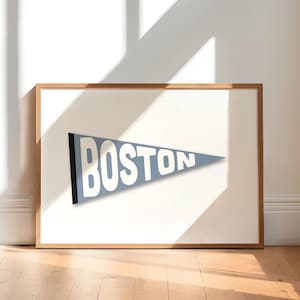 Vintage Boston Pennant Print | Boston Flag Wall Art | Massachusetts City Art | Digital Download