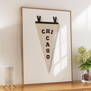 Vintage Chicago Pennant Print | Chi-Town Flag Wall Art | Illinois Art for Home Decor | Digital Download