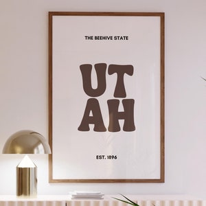 Utah Typography Art Print | The Beehive State | Digital Download for Home Decor & Gifts