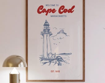 Cape Cod Lighthouse Art Print | Coastal Nautical Wall Art (Digital Download)