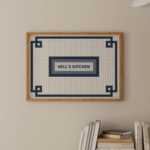 Hell's Kitchen New York Subway-tryck | Vintage NYC Retro Väggkonst | Digital nedladdning