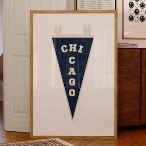 Vintage Chicago Pennant Print | Chi-Town Flag Wall Art | Illinois Art for Home Decor | Digital Download