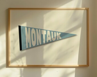 Montauk Vintage Pennant Flag Print | Montauk New York Decor Wall Art | Digital Download