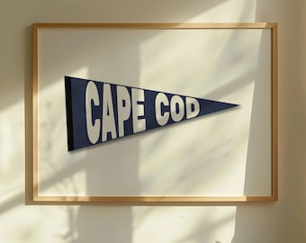Vintage Cape Cod-wimpelprint | Muurkunst vlag Cape Cod | Stadskunst Massachusetts | Digitale download