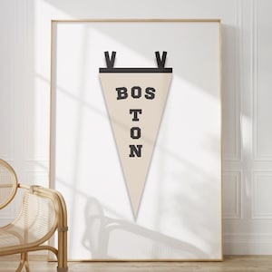 Vintage Boston Pennant Print | Boston Flag Wall Art | Massachusetts City Art | Digital Download