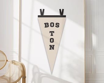 Vintage Boston Pennant Print | Massachusetts City Art (Digital Download)