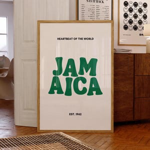 Impresión artística tipográfica de Jamaica / Póster imprimible para pared / Descarga digital