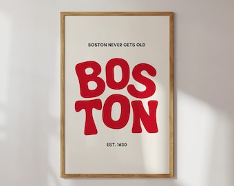 Boston Typography Art Print | Boston Never Gets Old | Massachusetts City Art | Digital Download
