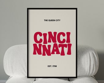 Cincinnati Art Print | Retro Home Decor (Digital Download)