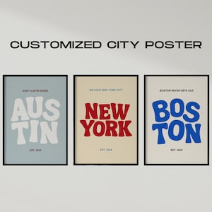 Arte de pared de ubicación personalizada / Póster personalizado de la ciudad vintage / Regalo de apartamento en movimiento / Descarga digital