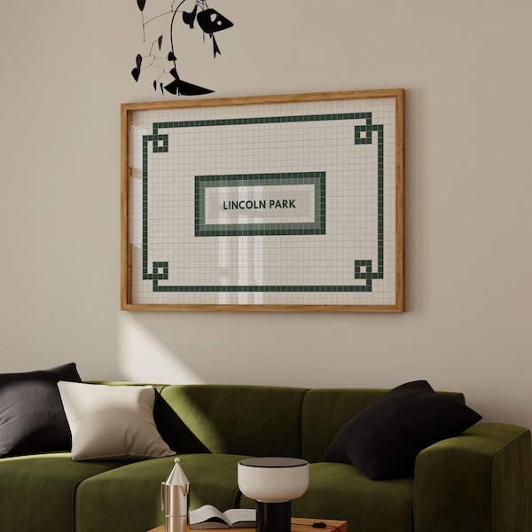 Vintage Chicago Subway Tile Print | Lincoln Park Retro Wall Art | Digital Download