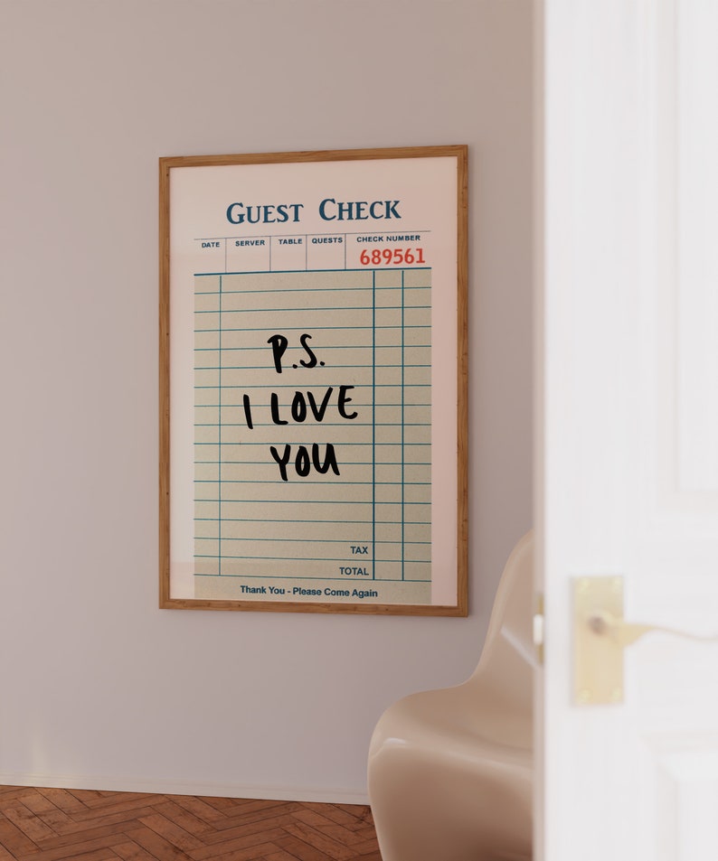 P.S. I Love You Wall Art Guest Check Receipt Printable image 5