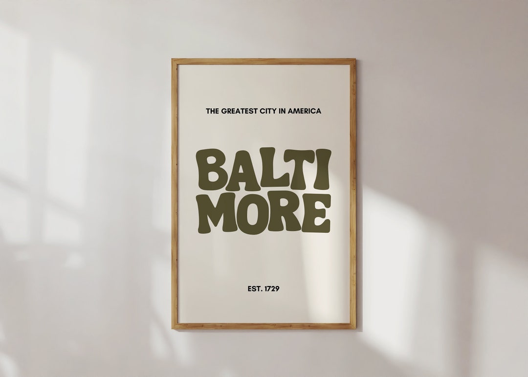 Baltimore Typography Art Print | Green Maryland City Wall Decor ...