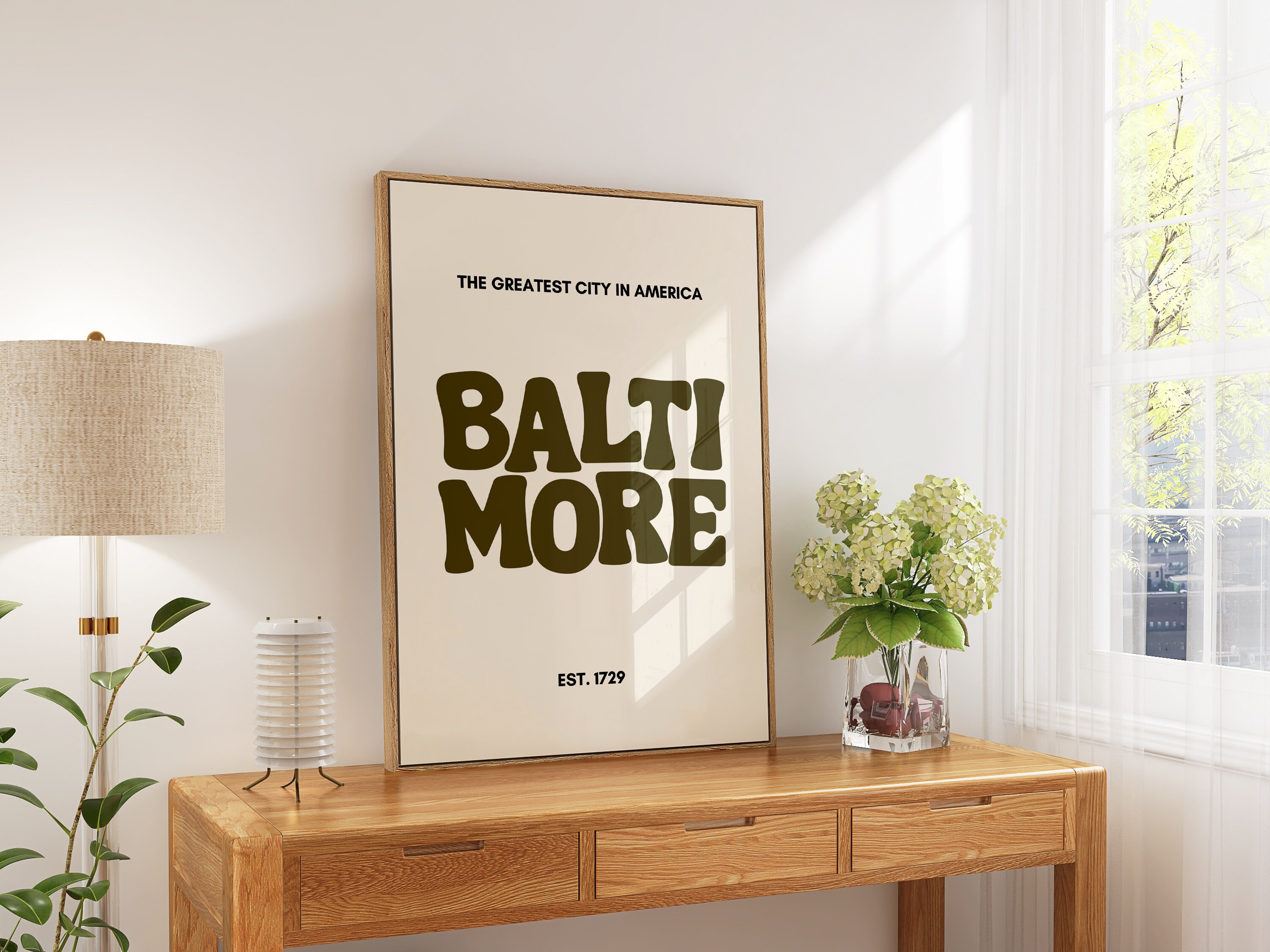 Baltimore Typography Art Print | Baltimore Wall Art Green | Maryland ...
