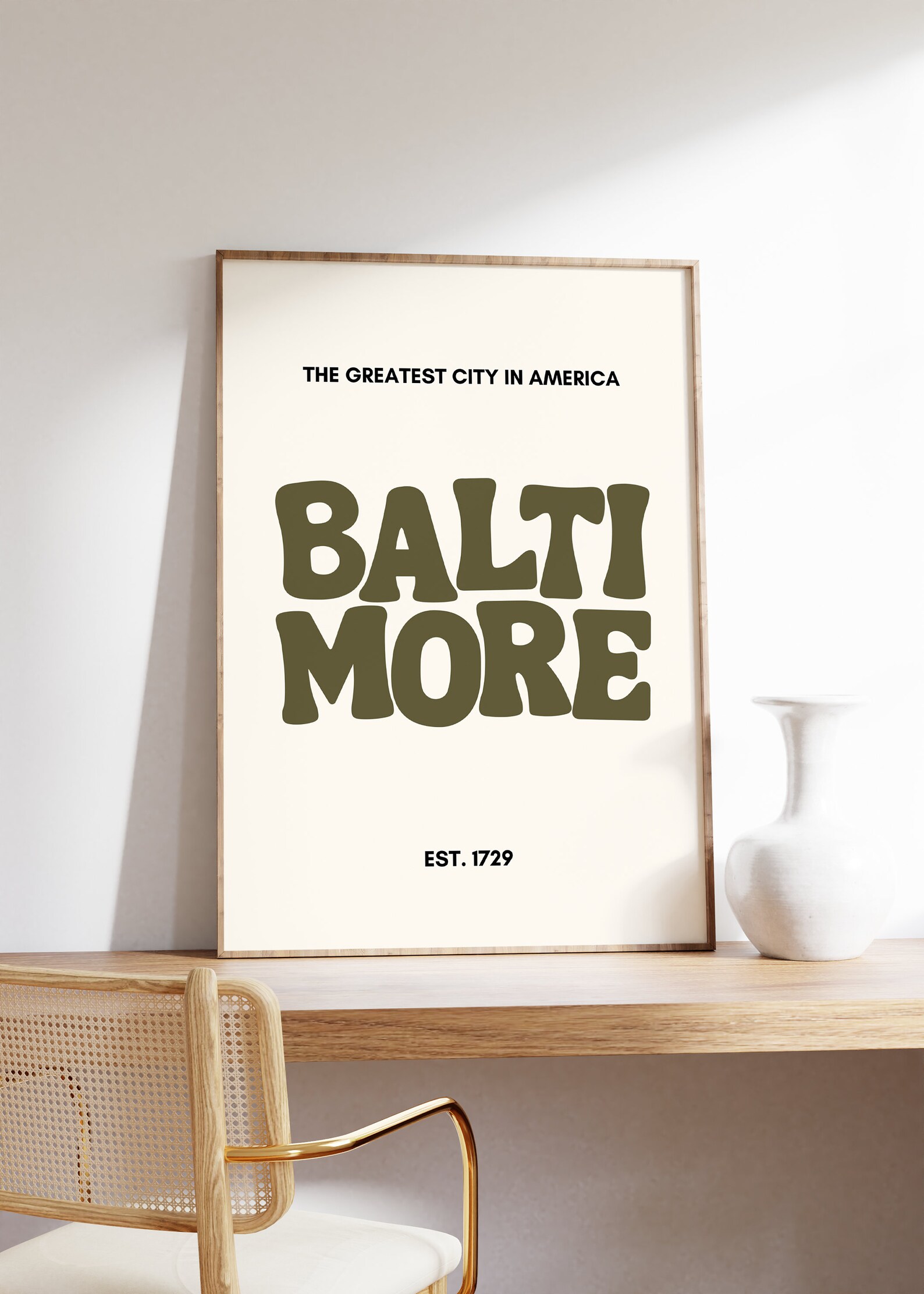 Baltimore Typography Art Print | Green Maryland City Wall Decor ...