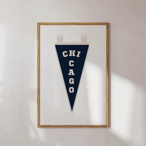 Stampa con gagliardetto di Chicago / Quadro vintage di Chicago / (Download digitale)