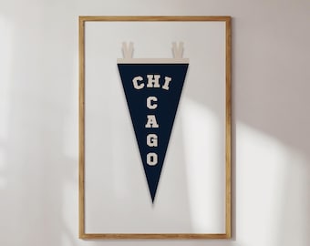 Estampado de banderines de Chicago / Arte mural vintage de Chicago / (Descarga digital)