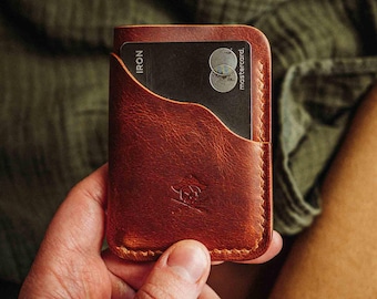 Leather Minimalist Card Holder - Venturer v2, Slim Handmade Wallet for Men & Women