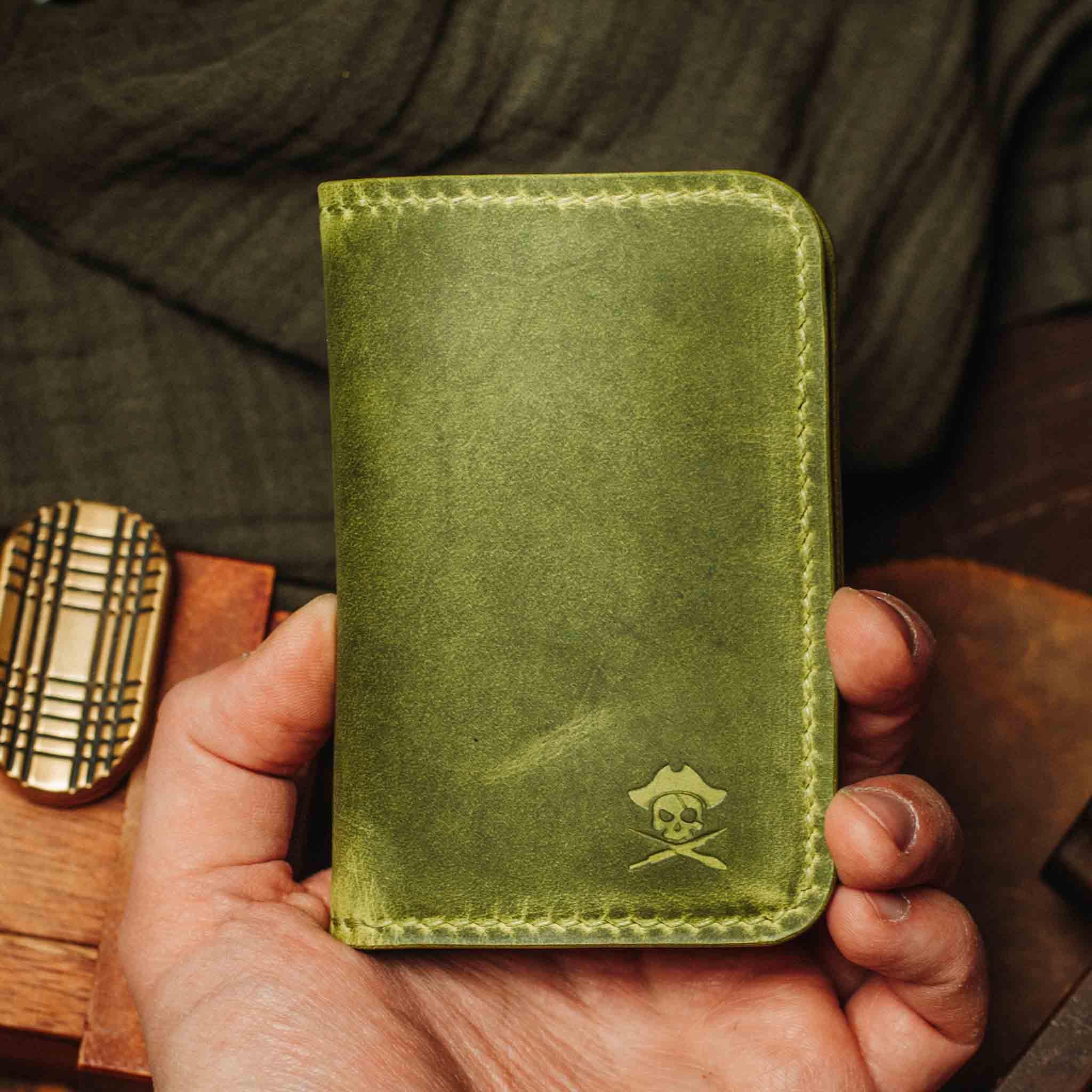 Slim Leather Bifold Wallet – Buccaneer, Handmade Card and Cash