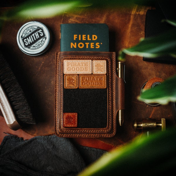 The Helmsman - Leather journal cover with a velcro panel