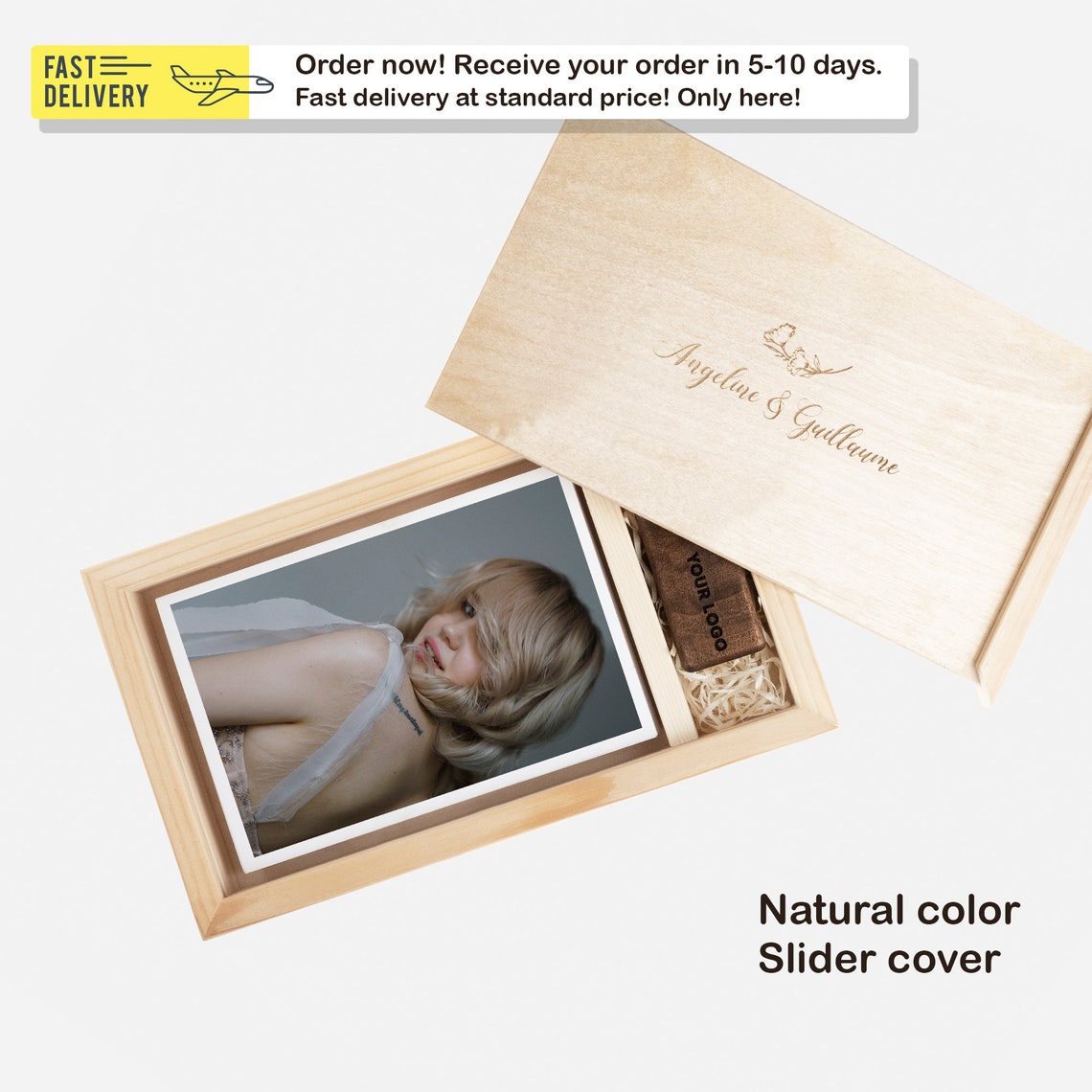 Wooden photo box 4x6 photo and usb box glass photo box for Etsy